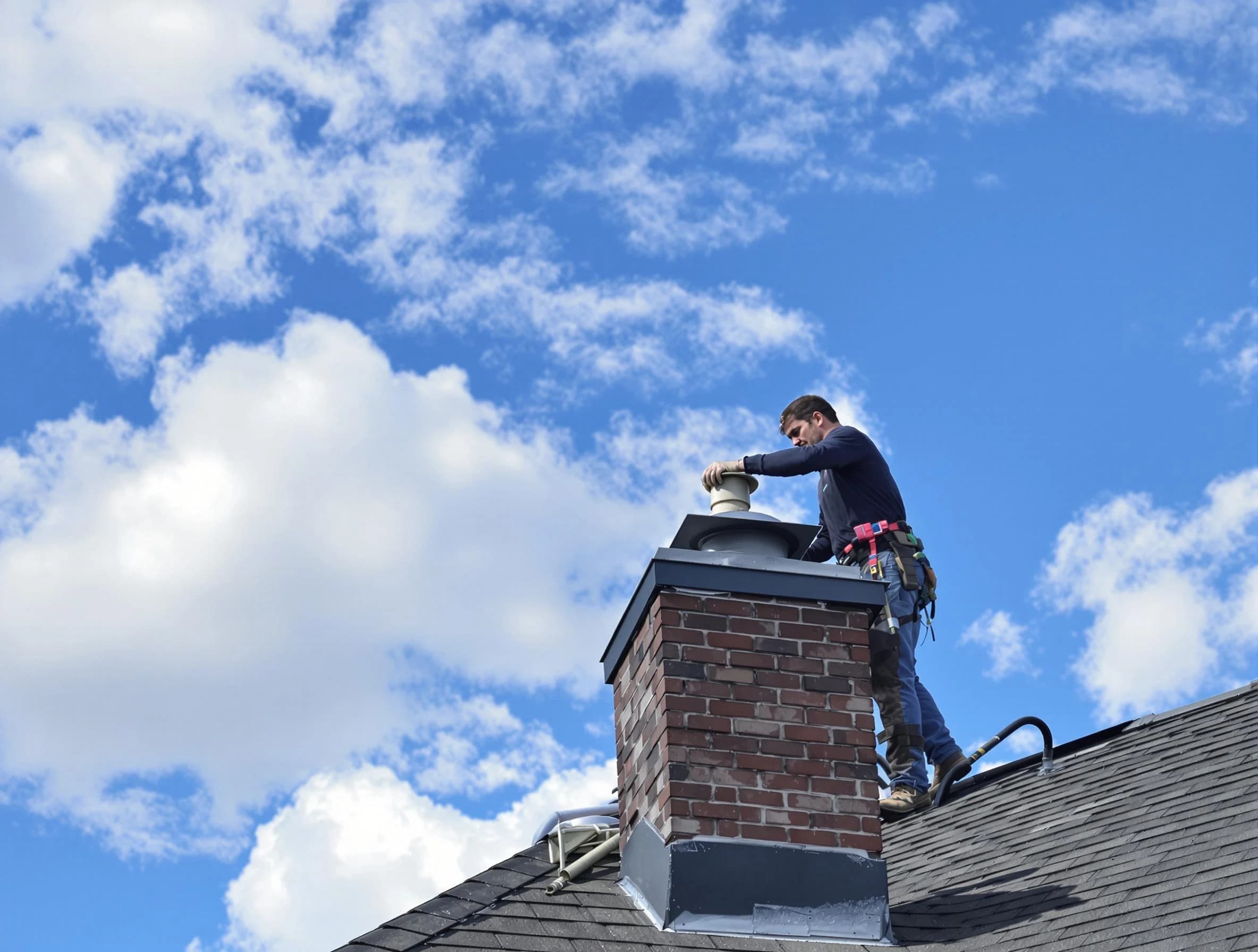 Jersey City Chimney Sweep installing a sturdy chimney cap in Jersey City, NJ