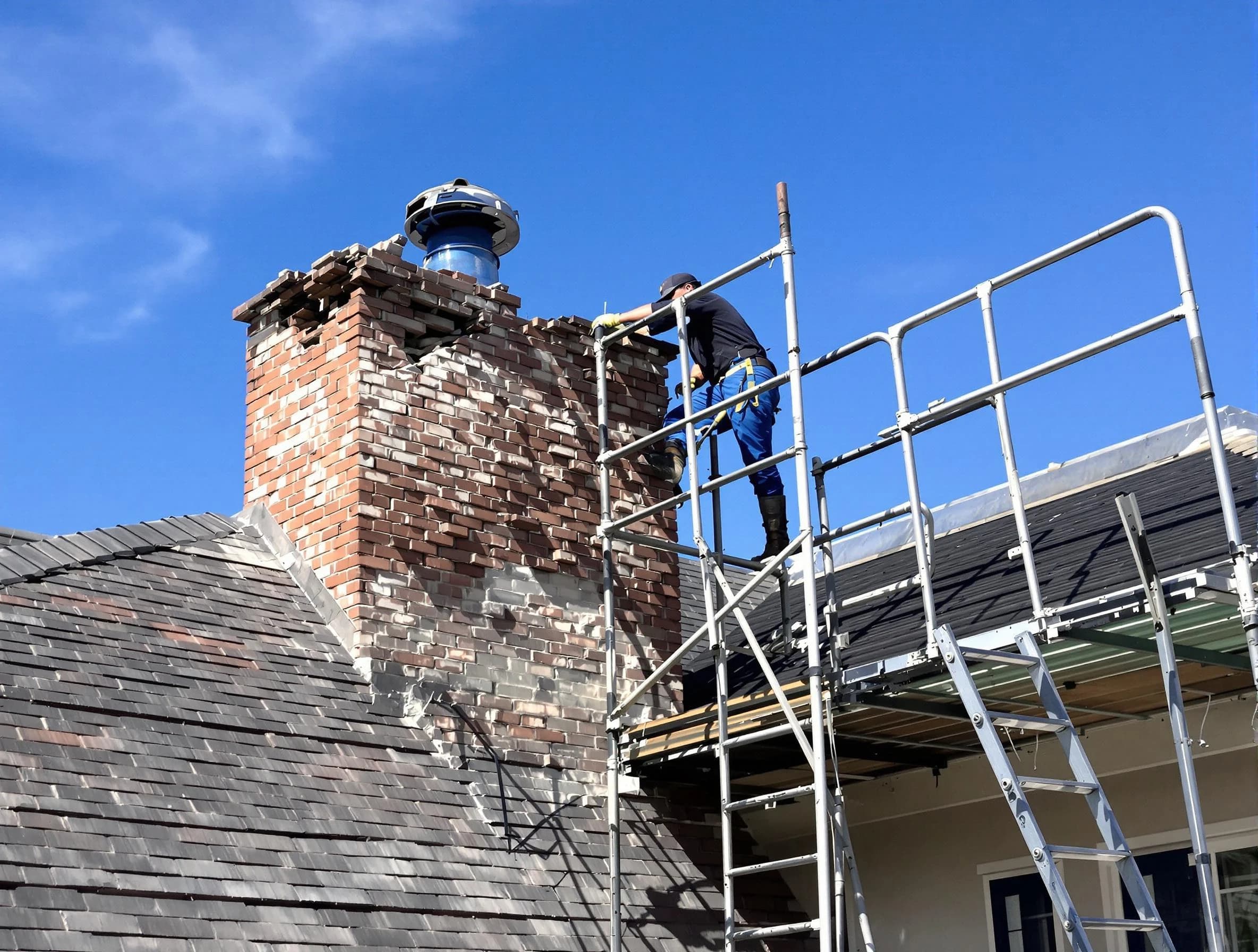 Rebuilding a chimney structure by Jersey City Chimney Sweep in Jersey City, NJ
