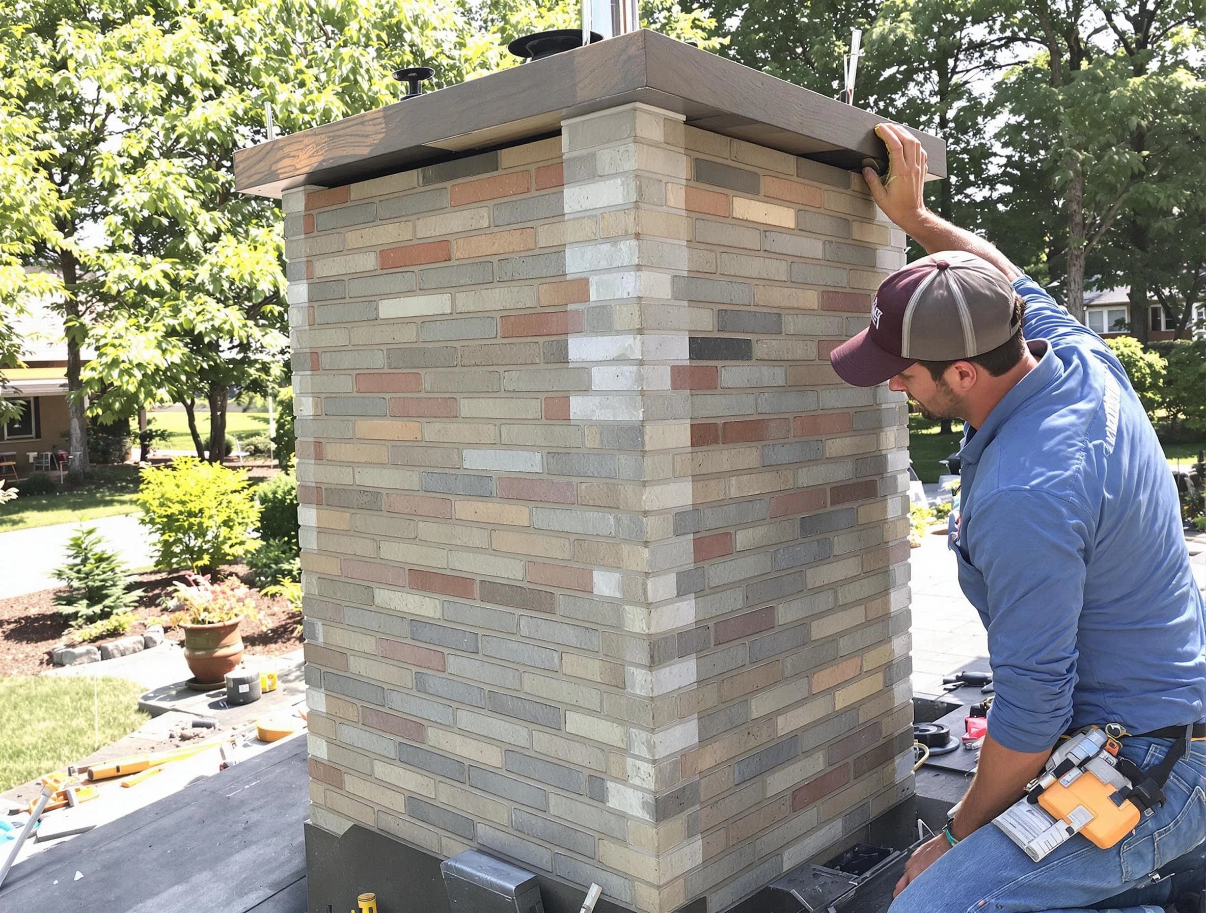 Jersey City Chimney Sweep completing a modern chimney remodel in Jersey City, NJ