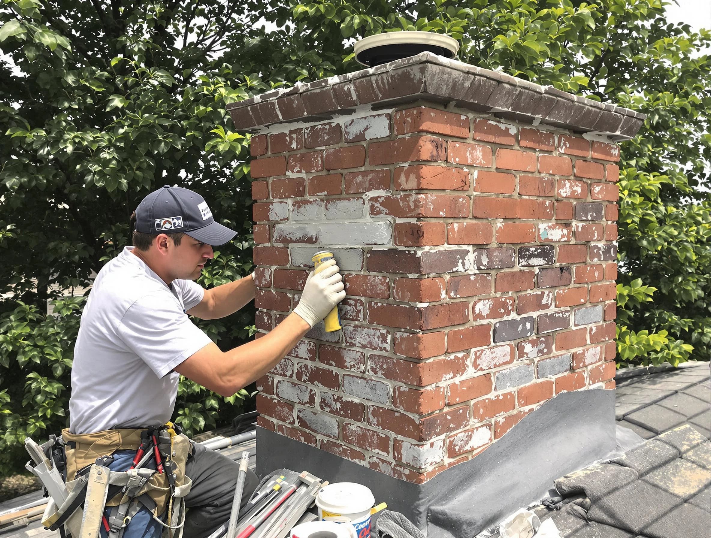 Jersey City Chimney Sweep restoring an aging chimney in Jersey City, NJ