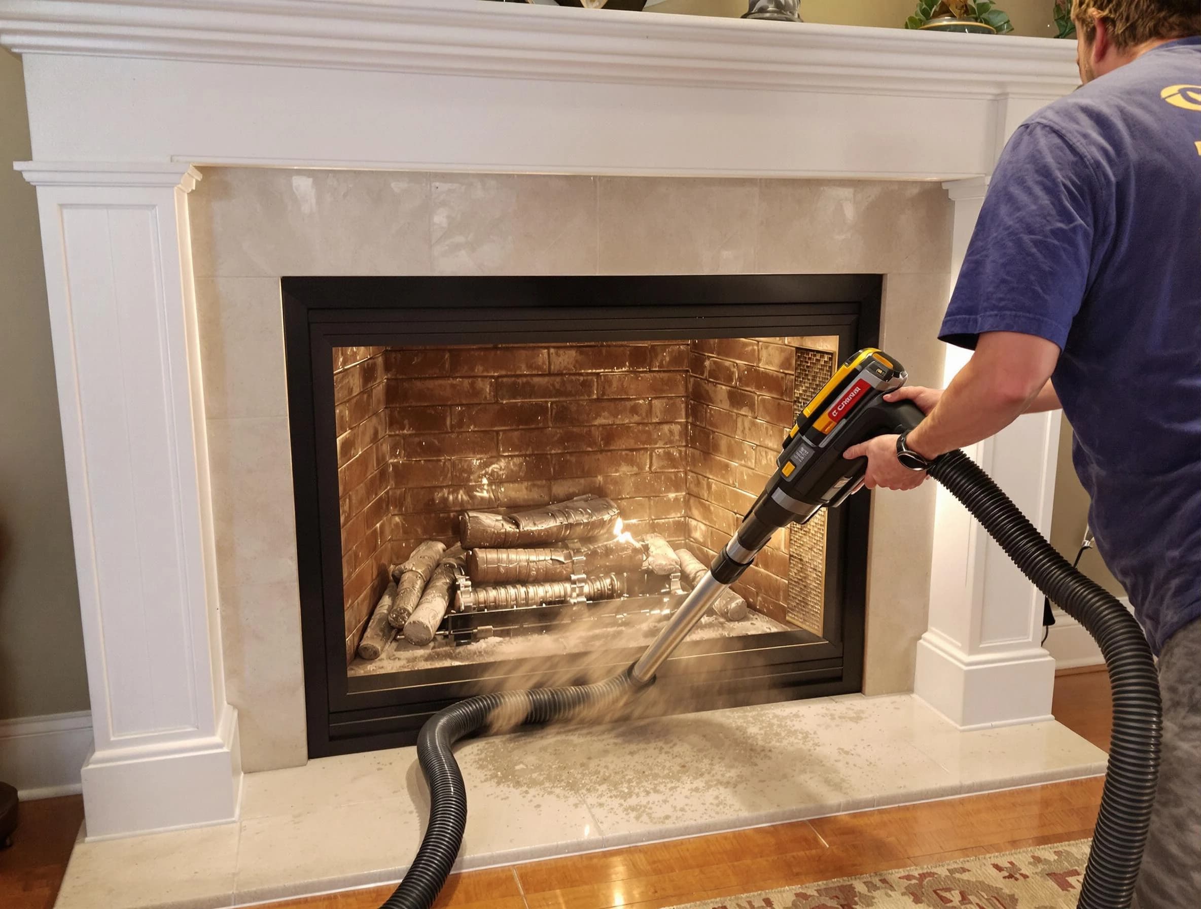 Fireplace cleaning performed by Jersey City Chimney Sweep in Jersey City, NJ