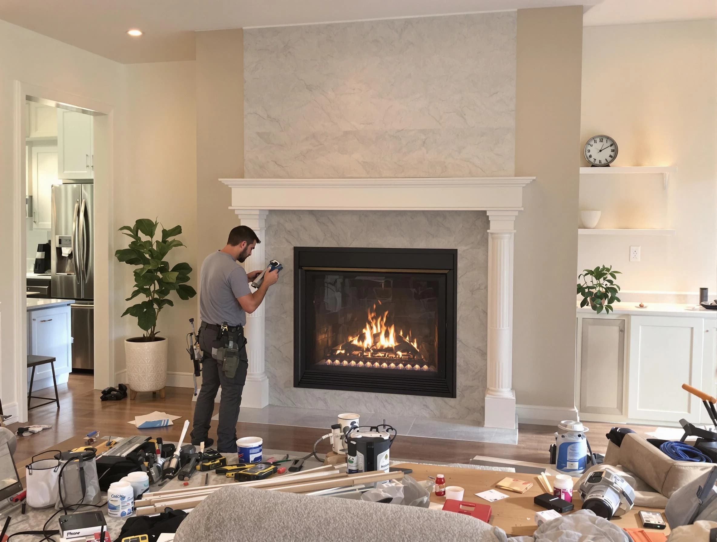 Newly installed fireplace by Jersey City Chimney Sweep in Jersey City, NJ