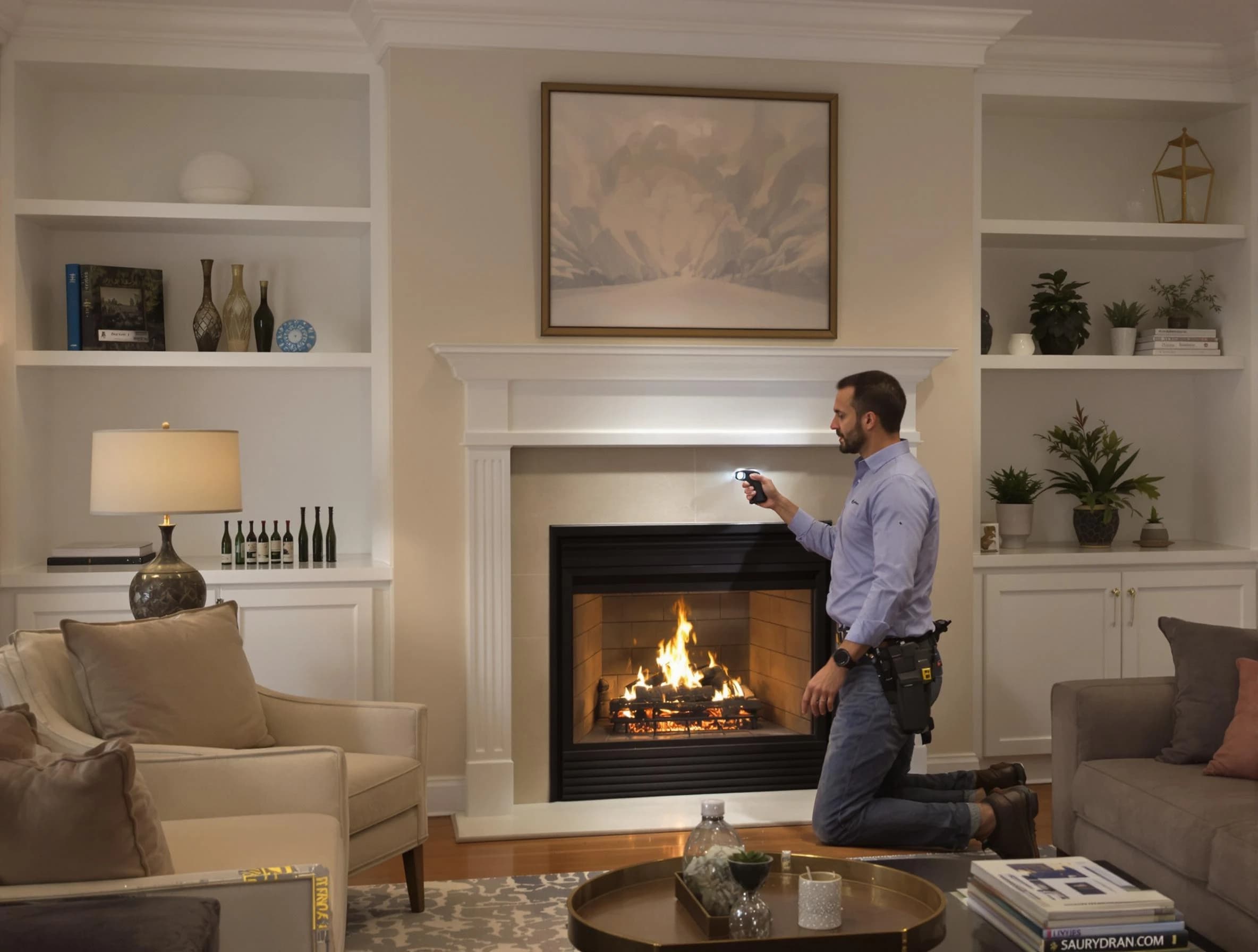 Jersey City Chimney Sweep conducting a fireplace safety inspection in Jersey City, NJ