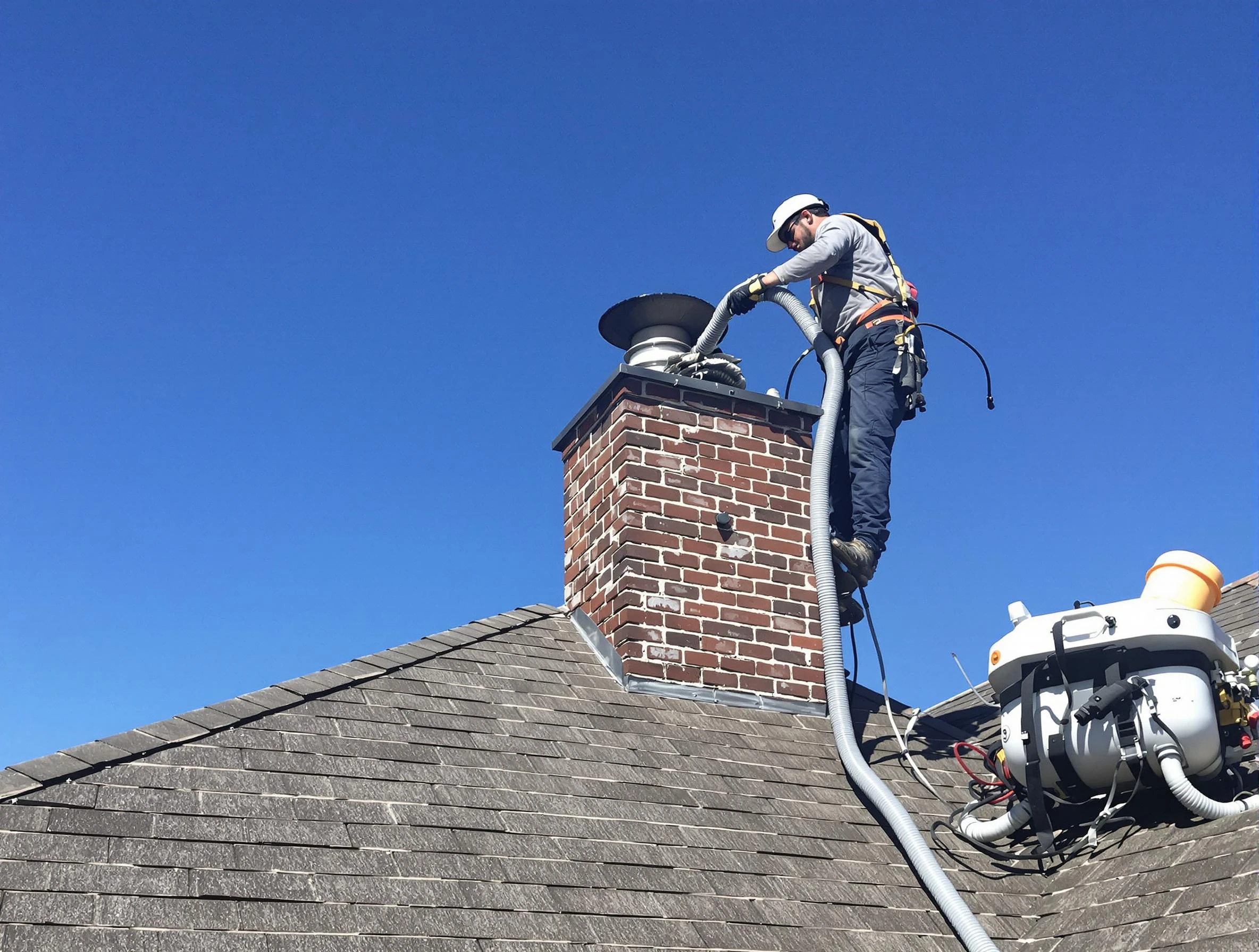 Dedicated Jersey City Chimney Sweep team member cleaning a chimney in Jersey City, NJ