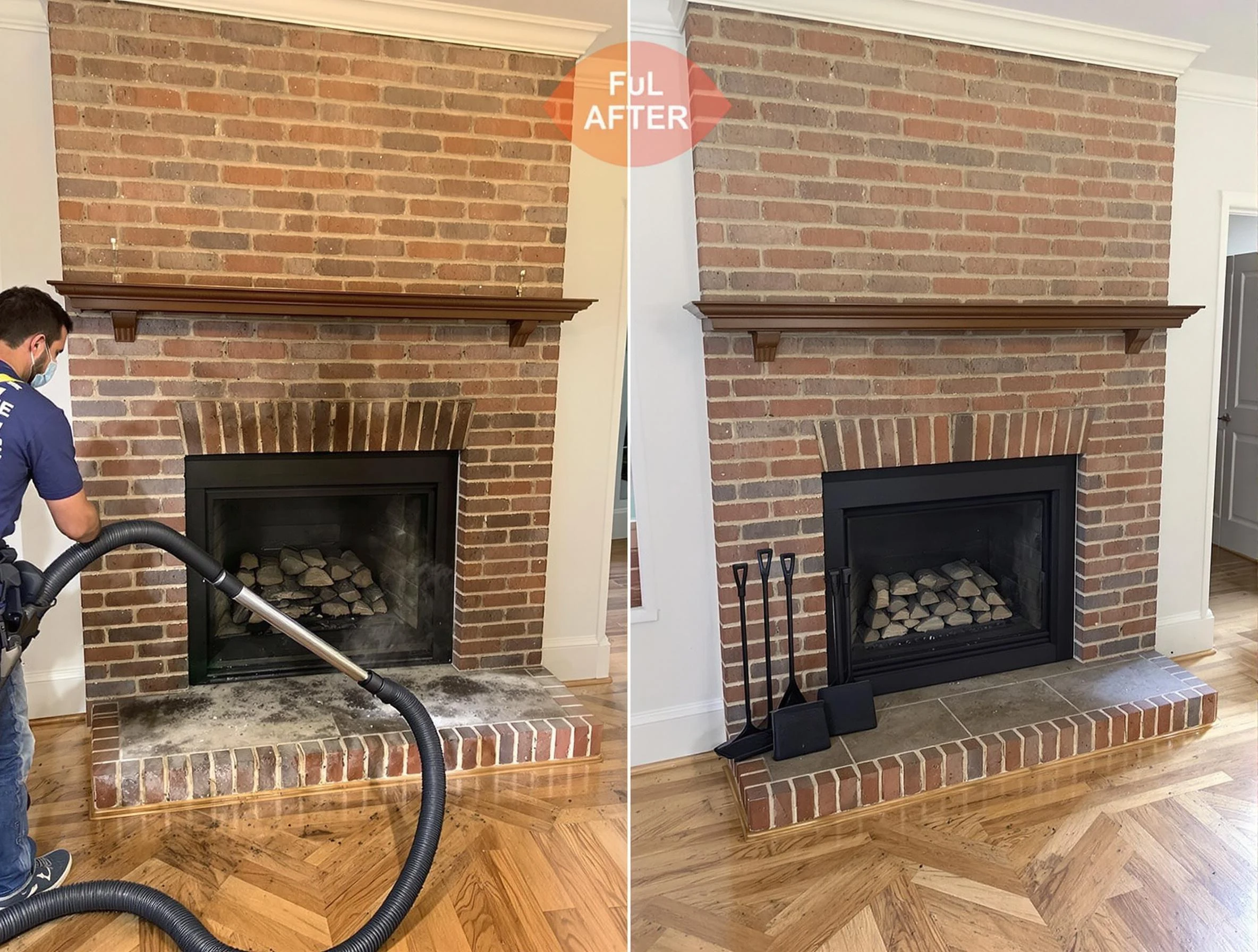 Jersey City Chimney Sweep carefully sanitizing a fireplace in Jersey City, NJ