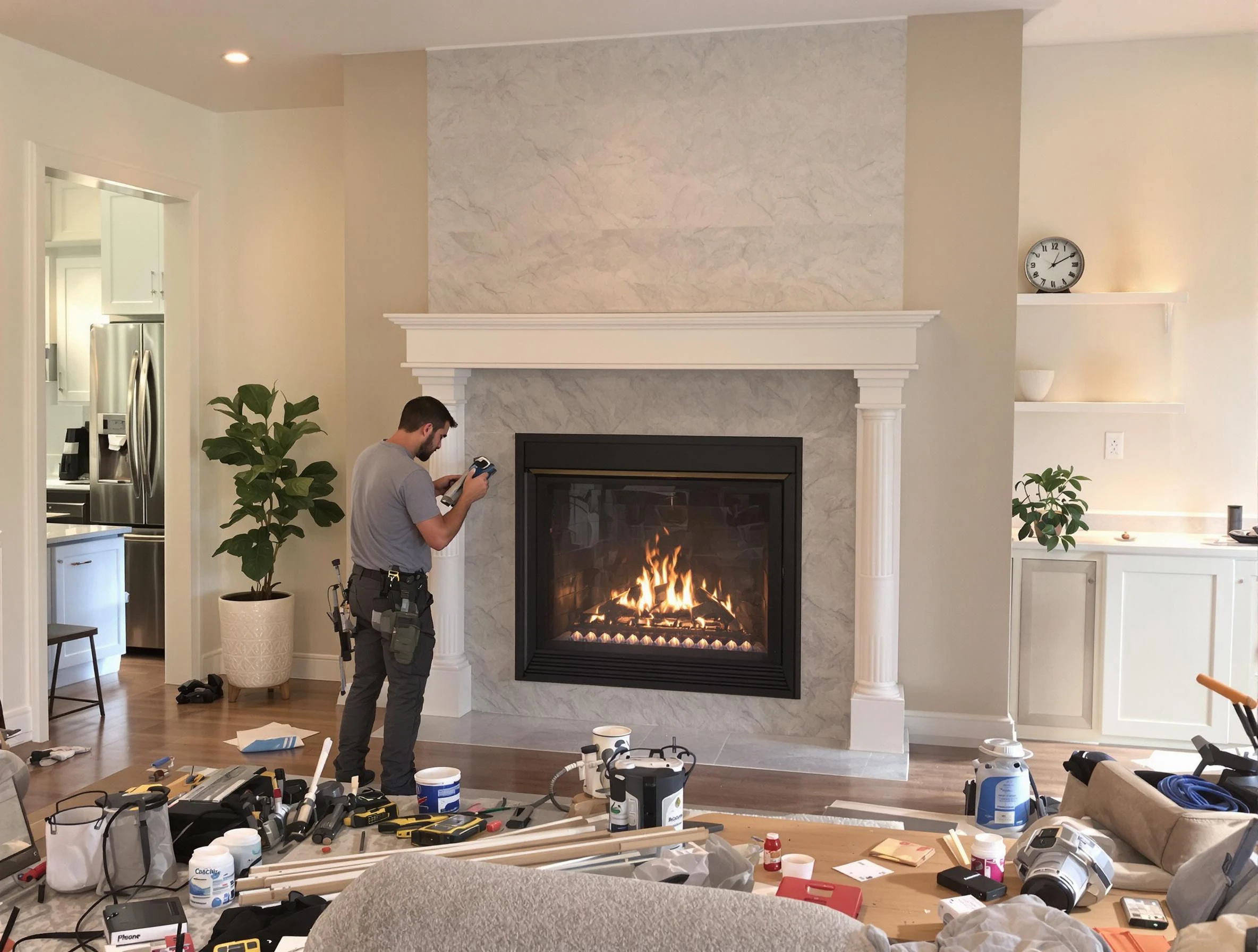Newly installed fireplace by Jersey City Chimney Sweep in Jersey City, NJ