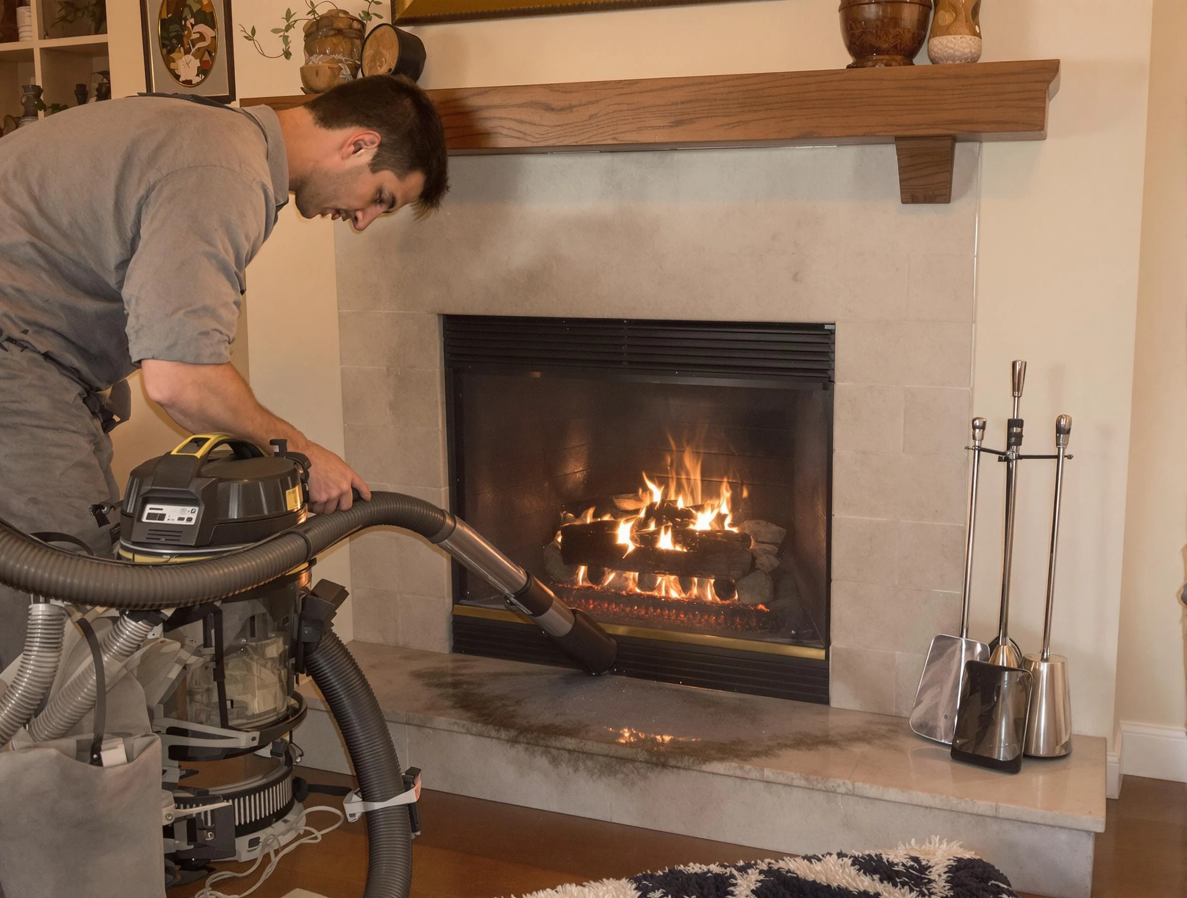 Routine fireplace upkeep by Jersey City Chimney Sweep in Jersey City, NJ